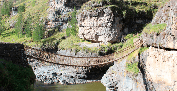 A Wide Shot of the Q’eswachaka Inca Bridge and its Surroundings