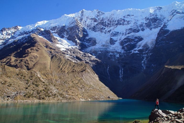 The Humantay lagoon sits at an altitude of 4,200 meters (13,779 feet) The Humantay lagoon sits at an altitude of 4,200 meters (13,779 feet)