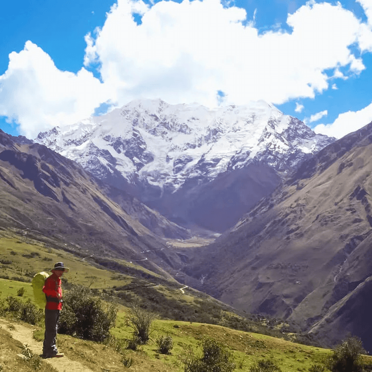a man gazing towards a trekking path 