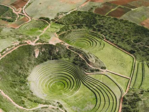 aerial shot of the Sacred Valley