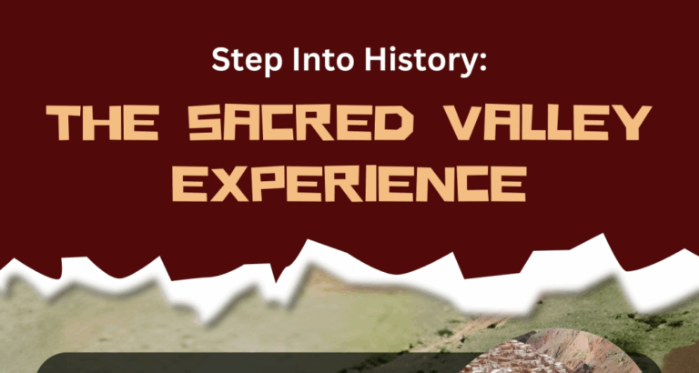 The Sacred Valley Experience infographic title banner with bold typography on a red background