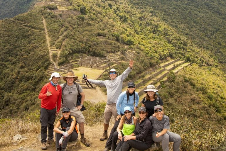 a group of people posing together during the Choquequirao trek