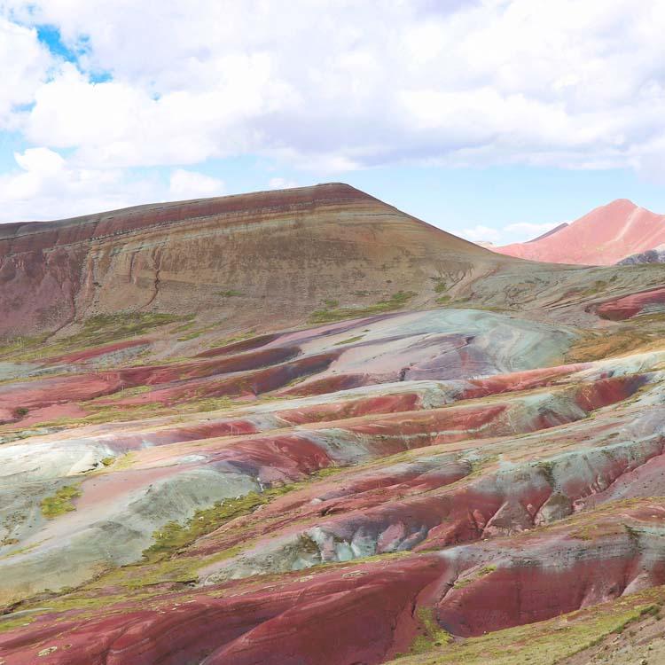 close-up of the mineral bands on the Rainbow Mountains